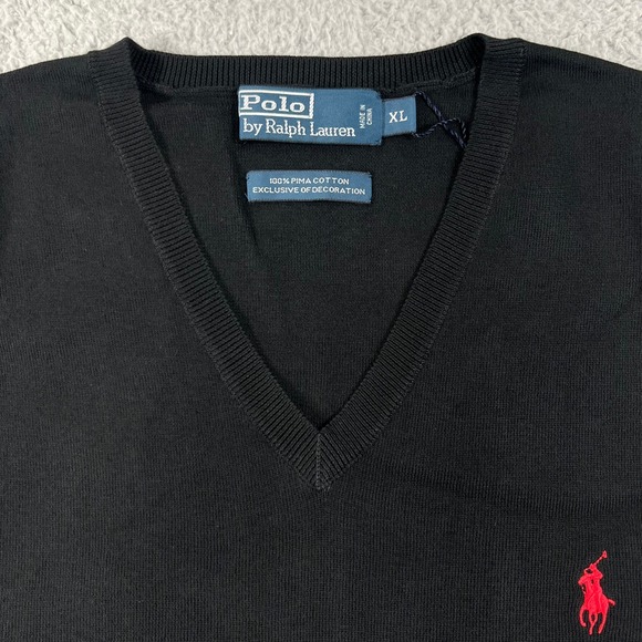 Polo Ralph Lauren Sweater Vest Men's XL Black Pima Cotton V-Neck Pony Logo NWT - Picture 4 of 10